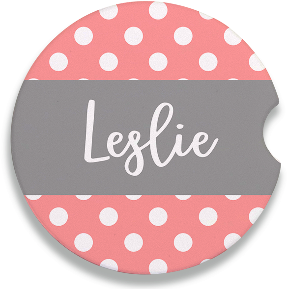 Polka Dot Sandstone Ceramic Car Coaster - Polka Dot (600x600), Png Download
