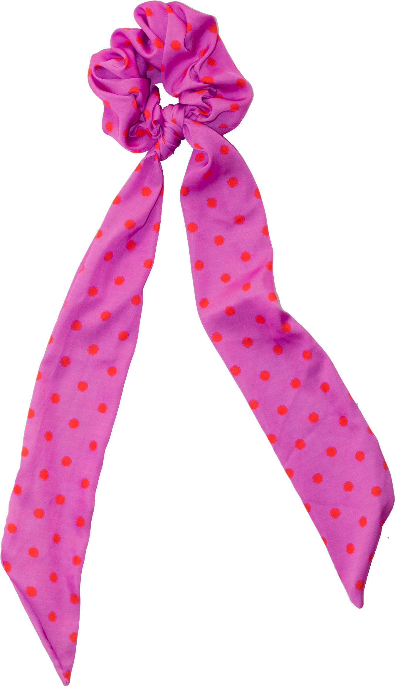 Purple And Orange Polka Dot Silk Hair Pony Scarf Scrunchie - Polka Dot (1659x2488), Png Download
