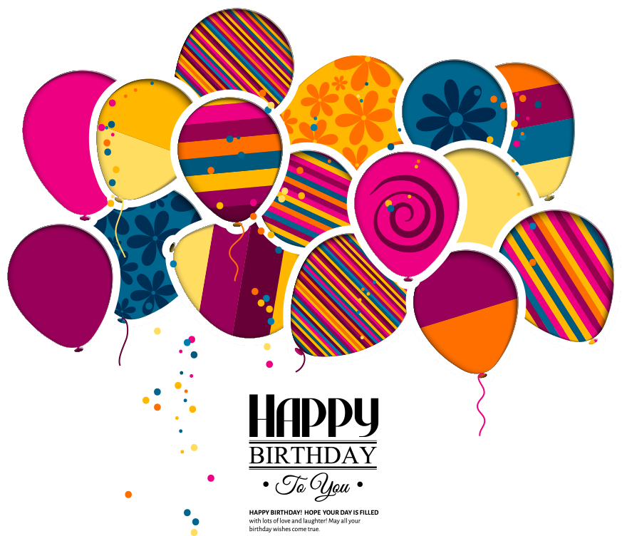 Vector Wedding Greeting Birthday Invitation Cake Balloons - Happy Birthday Balloons And Cake Background (873x752), Png Download