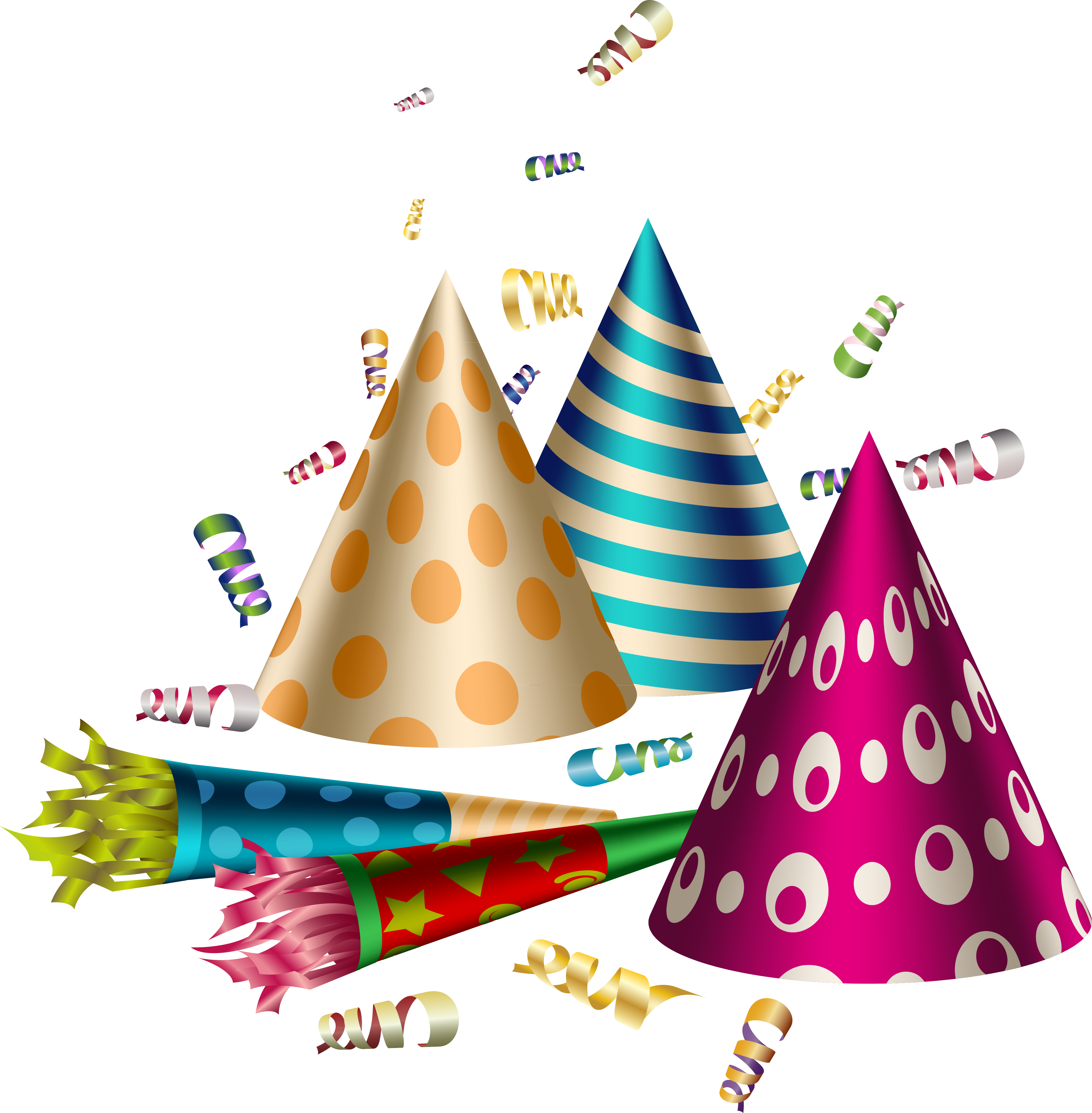 Birthday Clip Art Transprent Png Free Download Ⓒ - Party Hats And Horns (4087x4164), Png Download