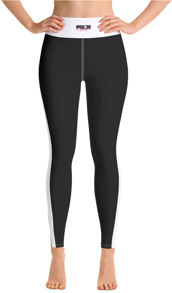 Pwm Signature Gym Leggings Black With White Stripe (1000x1000), Png Download