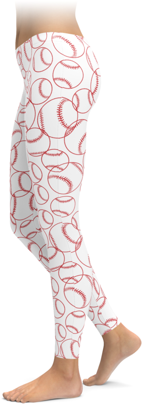 White Baseball Outline Leggings - Leggings (740x895), Png Download