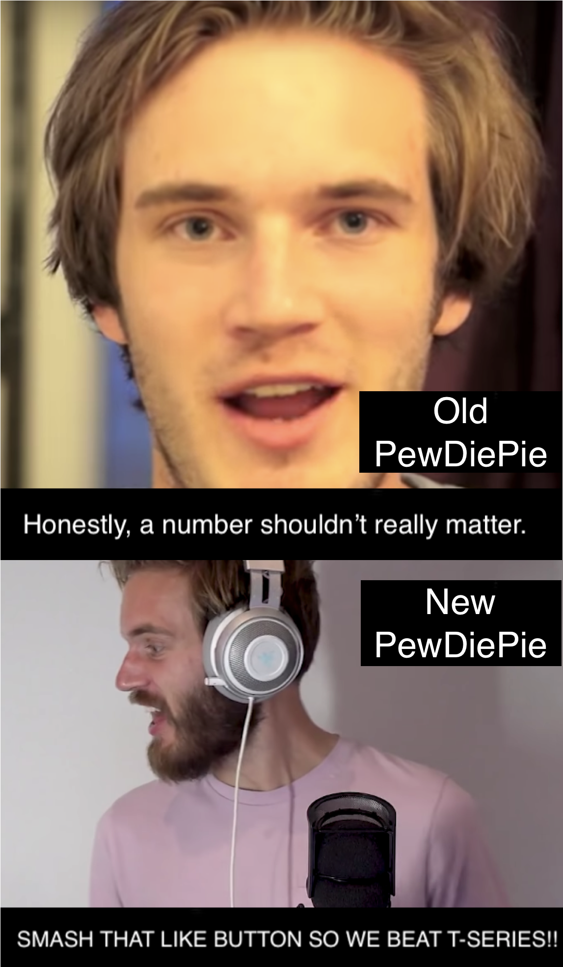 Old Pewdiepie New Pewdiepie Png Old Pewdiepie - Pewdiepie Old New (1181x2362), Png Download