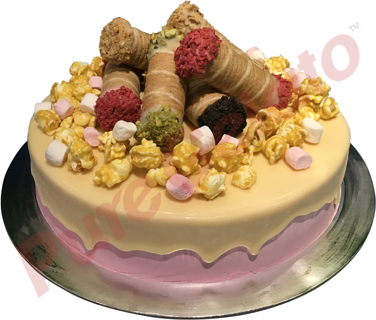 Cannoli Gelato Cake With Cluster White Choc Drip (900x900), Png Download