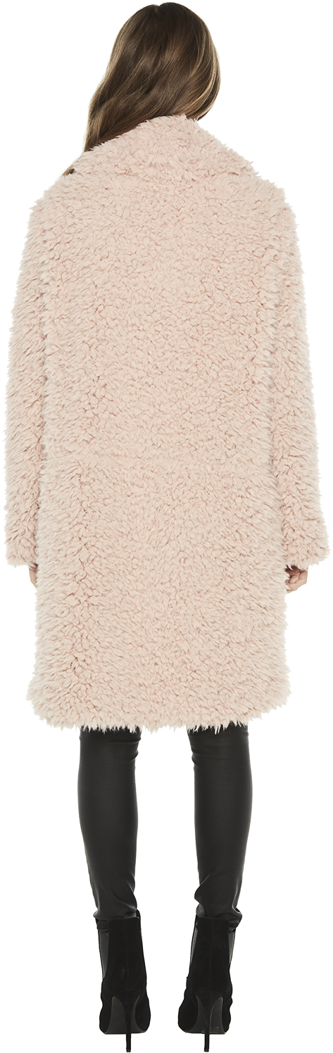 Faux Fur Coat In Colour Pale Mauve - Knee-high Boot (1000x1500), Png Download