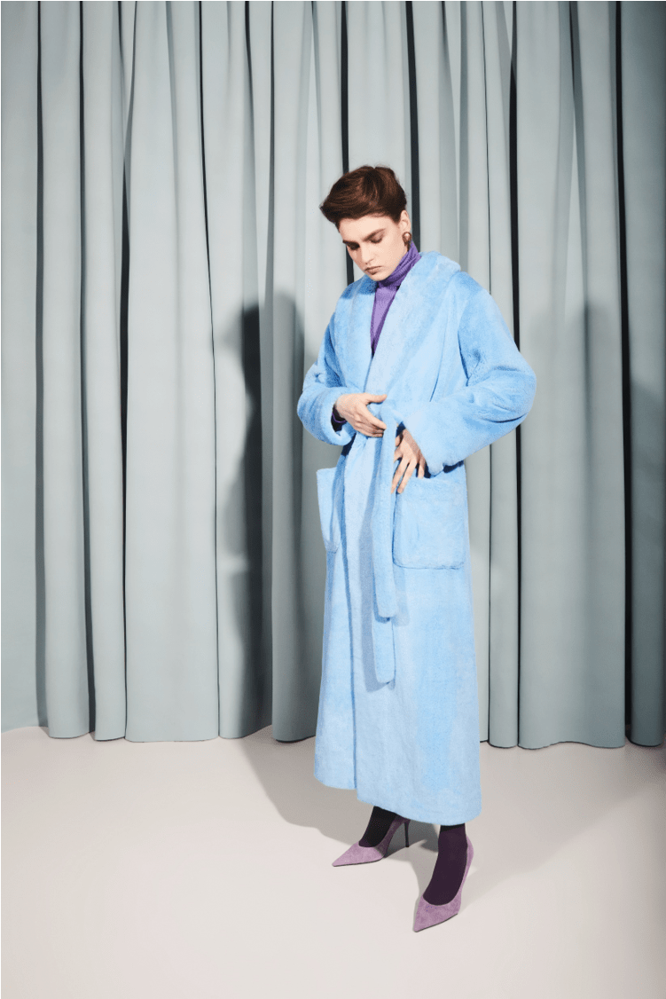 Blue Faux Fur Coat - Overcoat (1120x1125), Png Download