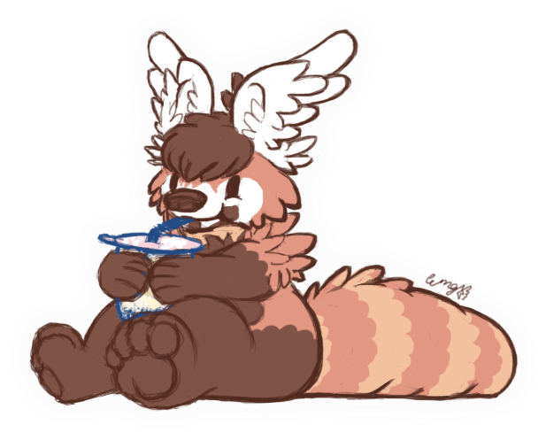 Wingy Enjoying His Bubble Tea - Cartoon (640x640), Png Download