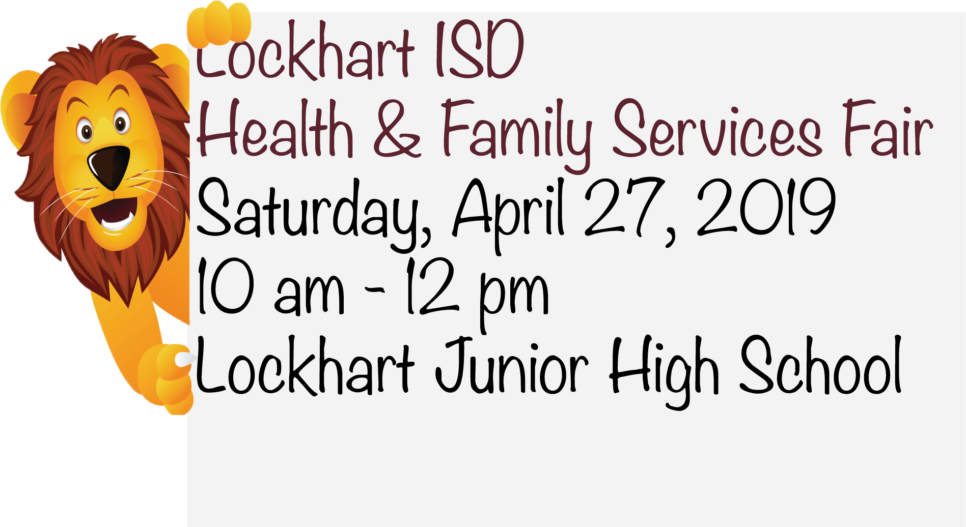 Lisd Health & Family Services Fair- April - Masai Lion (1897x1045), Png Download