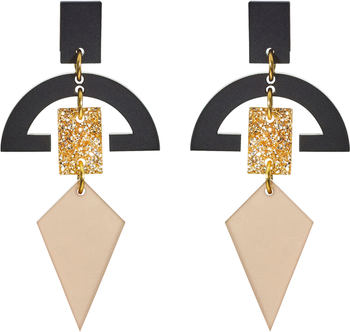 Half Moon Drops Nude & Glitter - Earring (1000x1000), Png Download