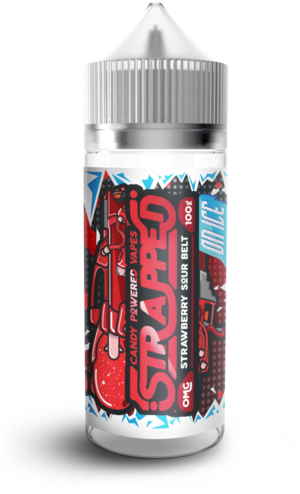 Strawberry Sour Belts On Ice E-liquid By Strapped 100ml - Water Bottle (600x600), Png Download