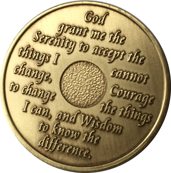 24 Hours Aa Medallion Bronze Alcoholics Anonymous Sobriety - Back Of Sobriety Coin (593x600), Png Download