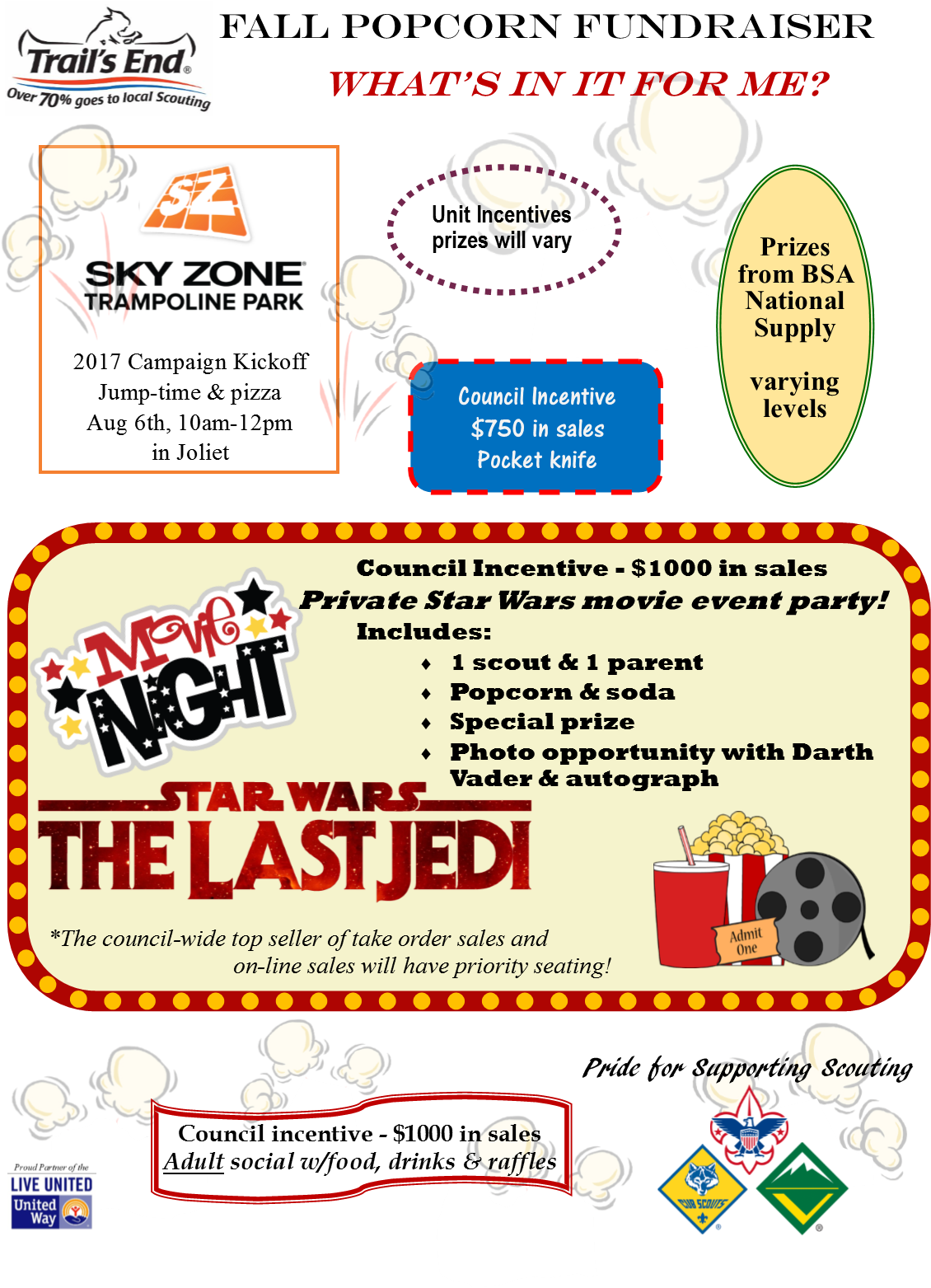 2017 Council Popcorn Kickoff - Cub Scout Popcorn Incentives (1165x1562), Png Download
