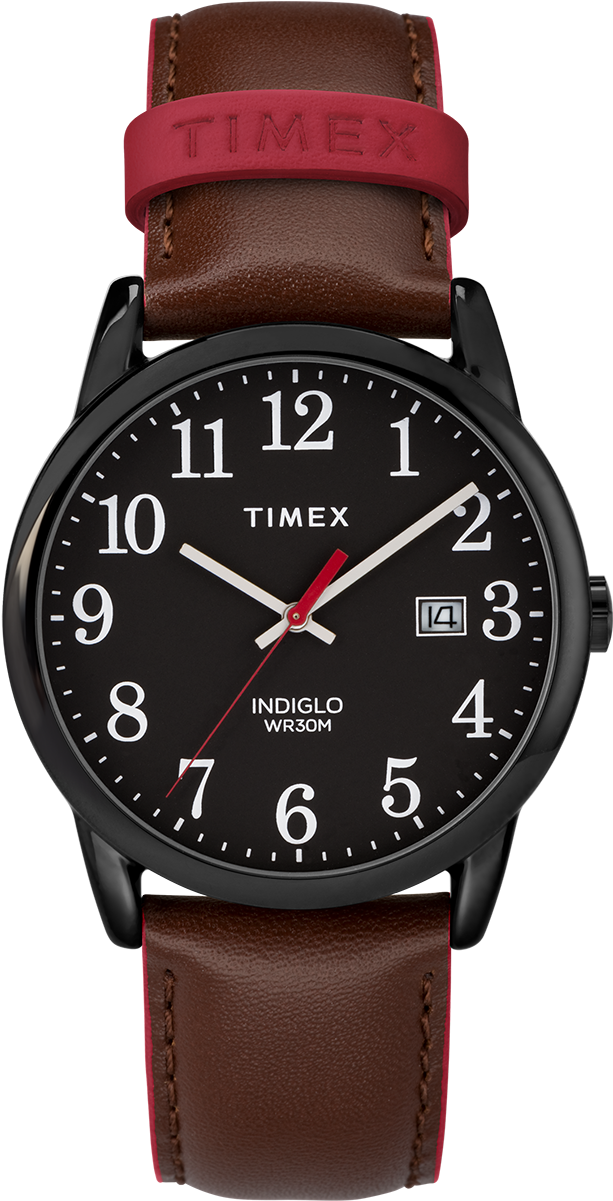 Easy Reader Color Pop 38mm Leather Strap Watch Black/brown - Timex Tw2r62300 (1000x1200), Png Download