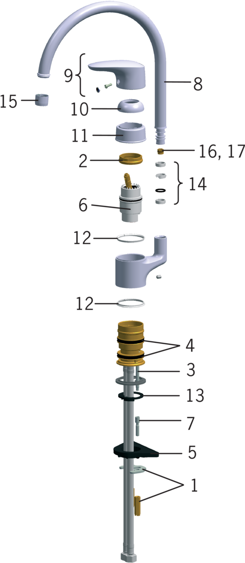 Sp1838f Kitchen Faucet - Diagram (501x1200), Png Download
