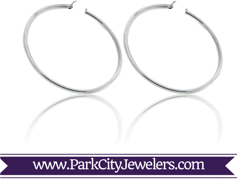 Sterling Silver Hollow Hoop Earrings - Earrings (800x800), Png Download