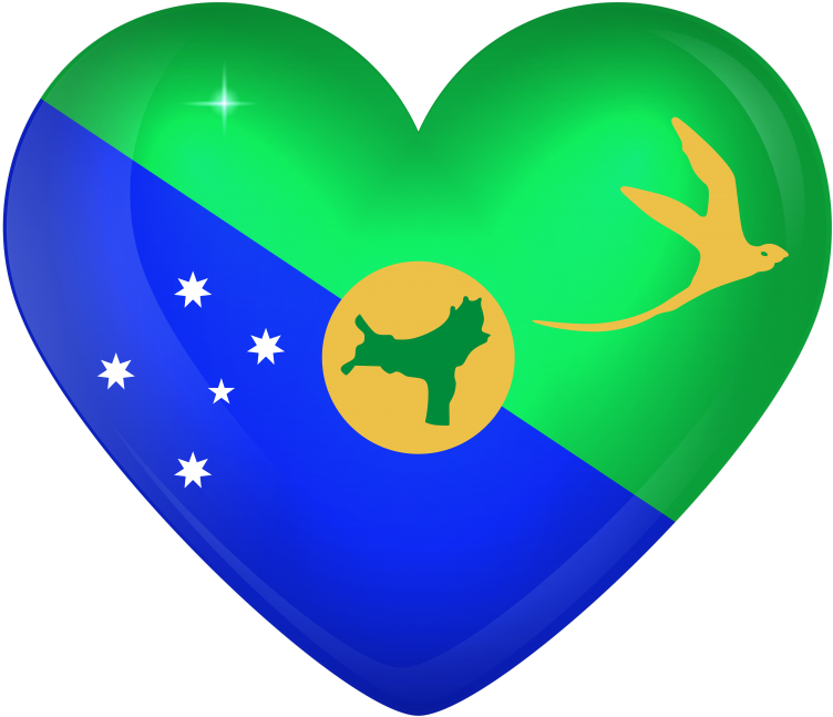 Christmas Island Large Heart Flag - Christmas Island Flag (866x650), Png Download