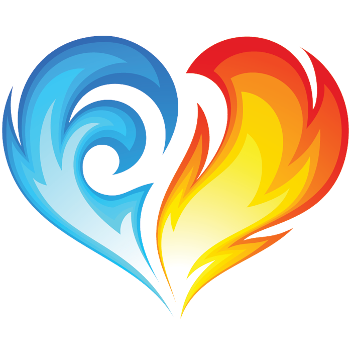 Fire And Ice Heart (700x700), Png Download