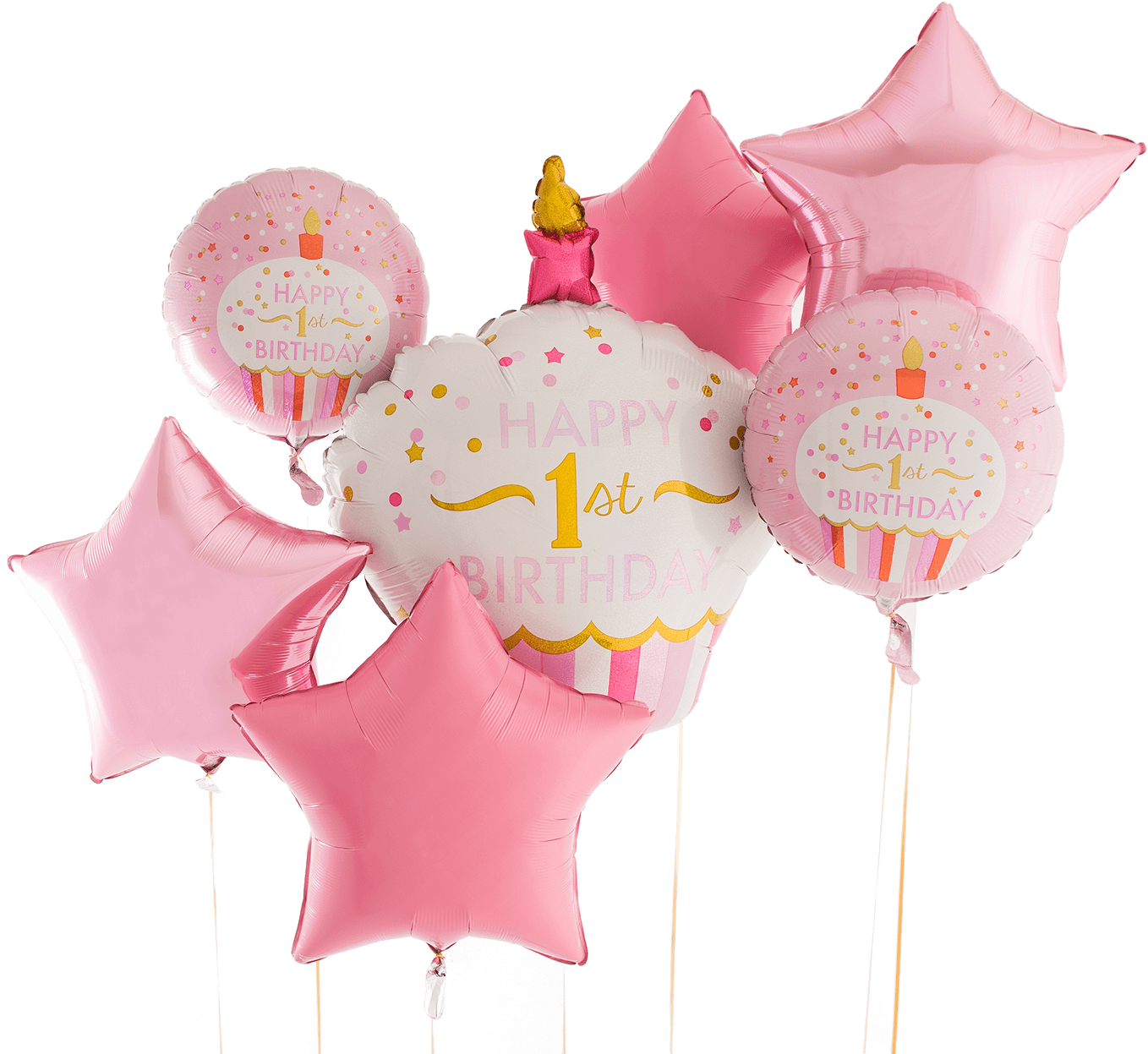 1st Birthday Pink Cupcake Bunch - Birthday (1400x1400), Png Download