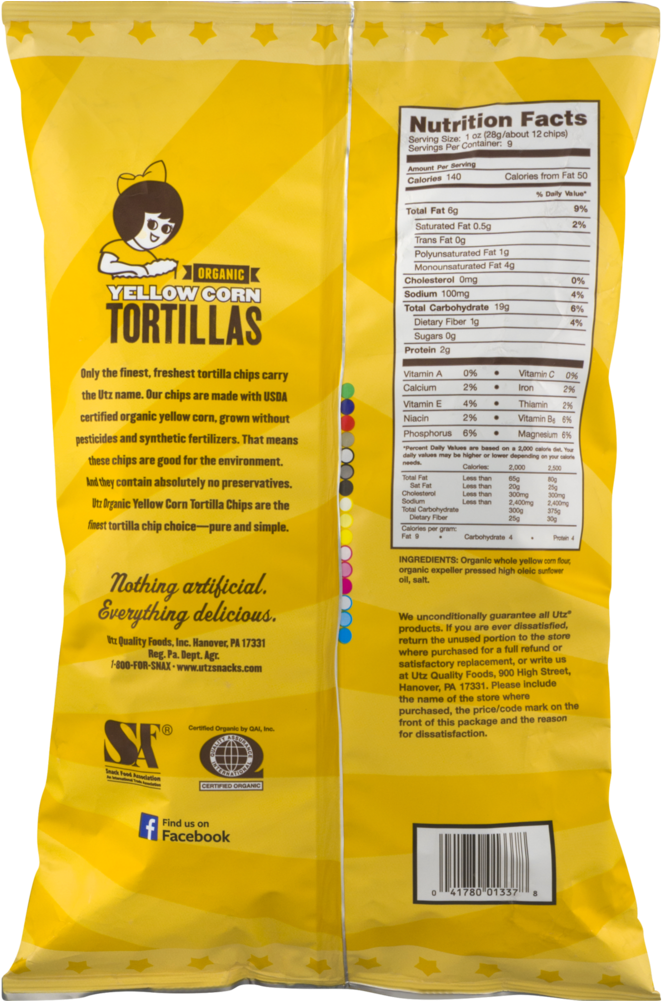 Utz Tortillas, Organic Yellow Corn - Packaging And Labeling (1000x1000), Png Download