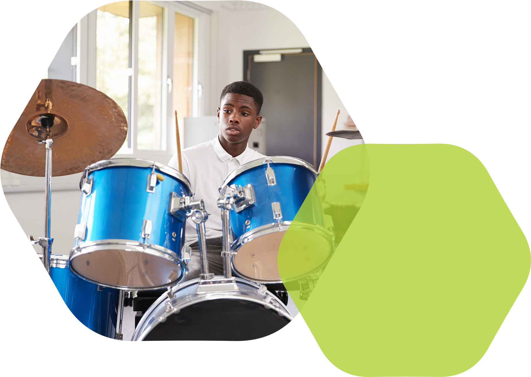 Boy Drums Green - Music (1884x1360), Png Download