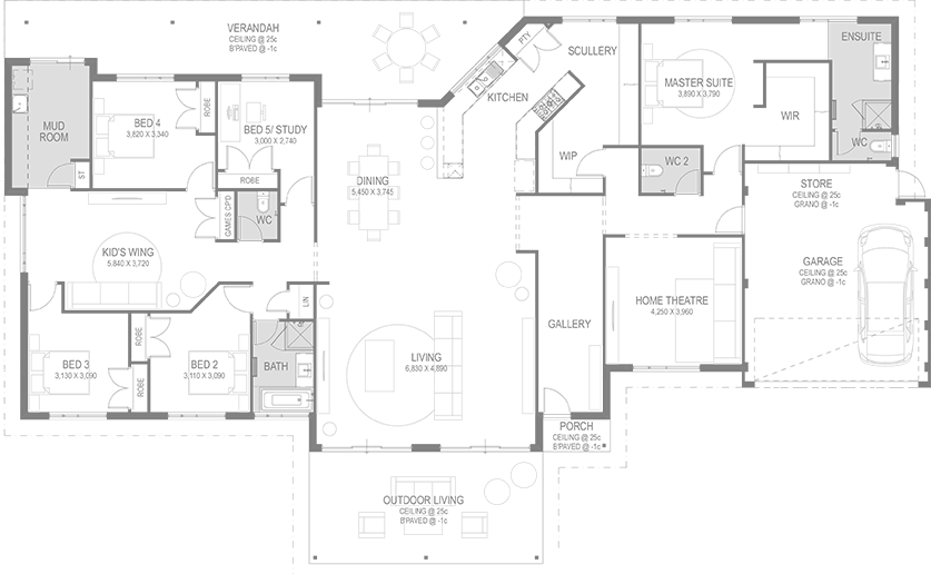 The Azalea Floorplan By Go Homes - Floor Plan (837x516), Png Download