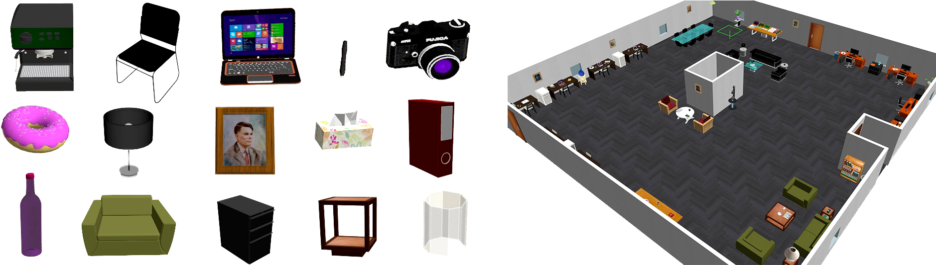 Examples Of 3d Models In The Dataset - Gazebo Simulator 3d Model Database (1890x536), Png Download