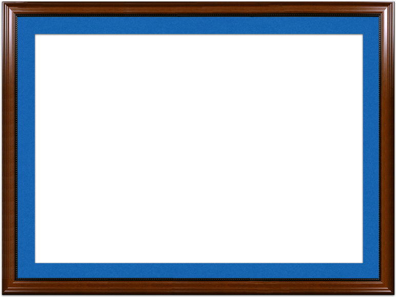 A Walnut With Bead Picture Frame With Blue Mat - Picture Frame (800x800), Png Download