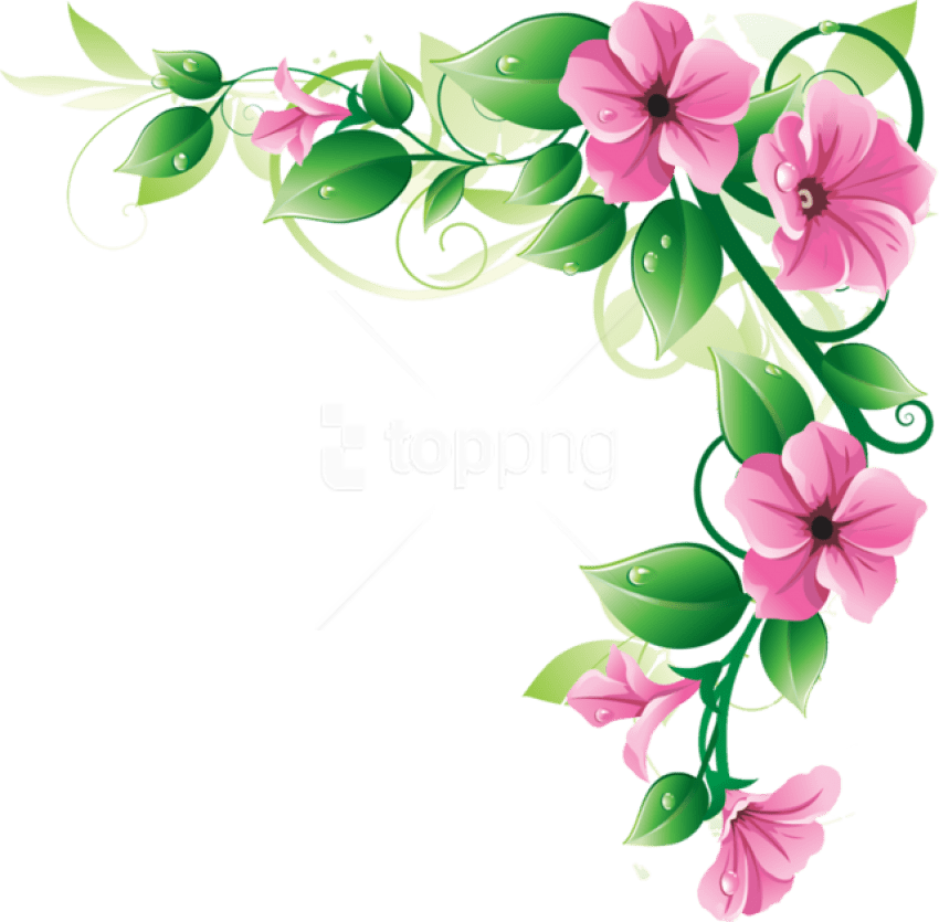 Free Png Flowers Borders Png - Flower Corner Border Png (850x835), Png Download