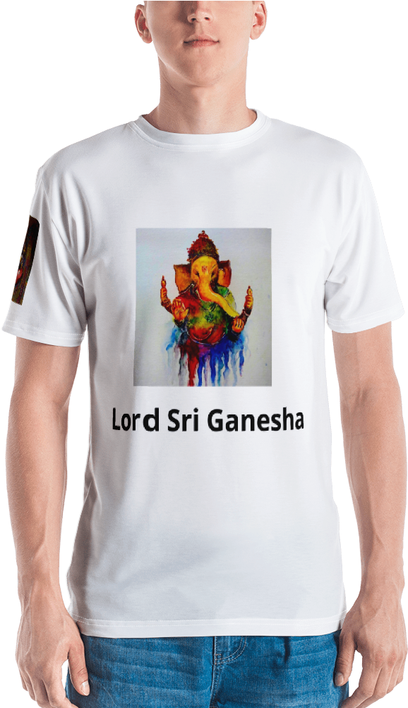 Lord Sri Ganesha T Shirt Watercolor Painting Design - T Shirt With Indian Flag (1000x1000), Png Download