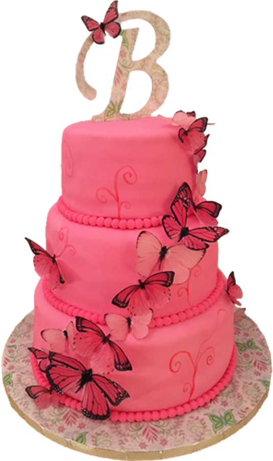 All Butterflies Are Hand Painted On Wafer Paper - All Butterfly Cake (900x900), Png Download
