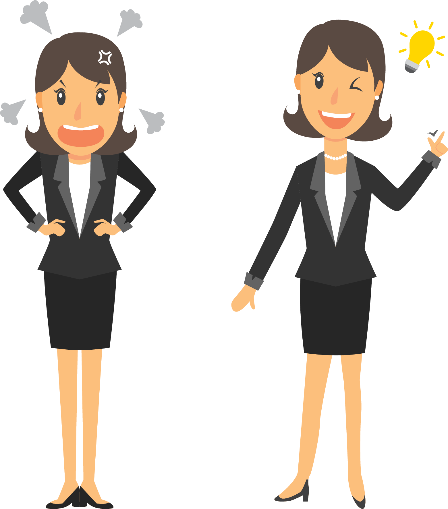 Clipart Person Business Woman - Woman At Work Cartoon (1560x1773), Png Download