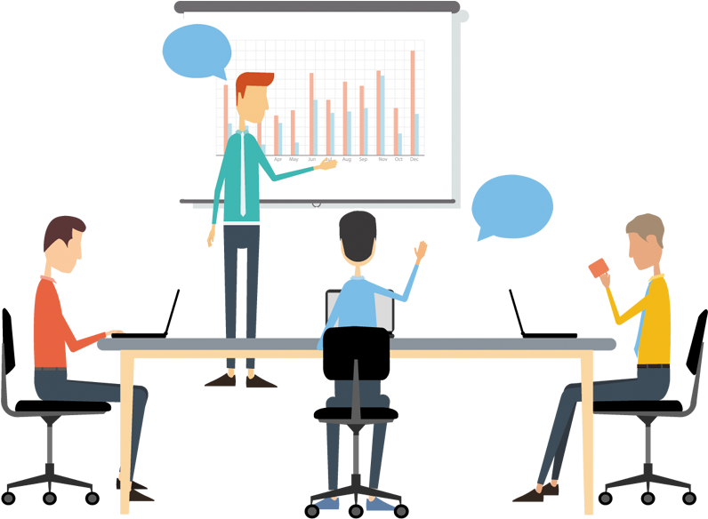 Clip Transparent Businessman Clipart Strong - Cartoon Conference Meeting (800x590), Png Download