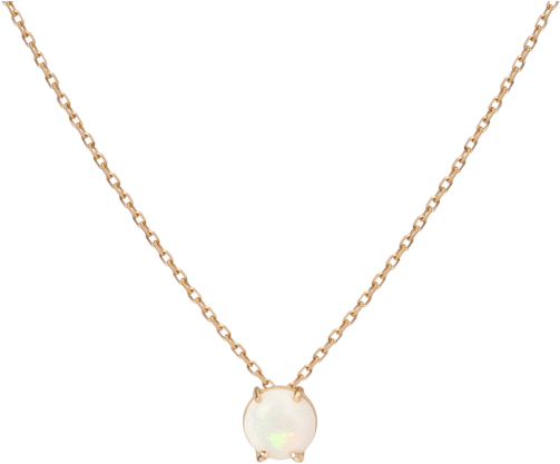 Simple Opal Necklace Yellow Gold Vermeil 14k Yellow - Gold Chain With Heart (650x650), Png Download