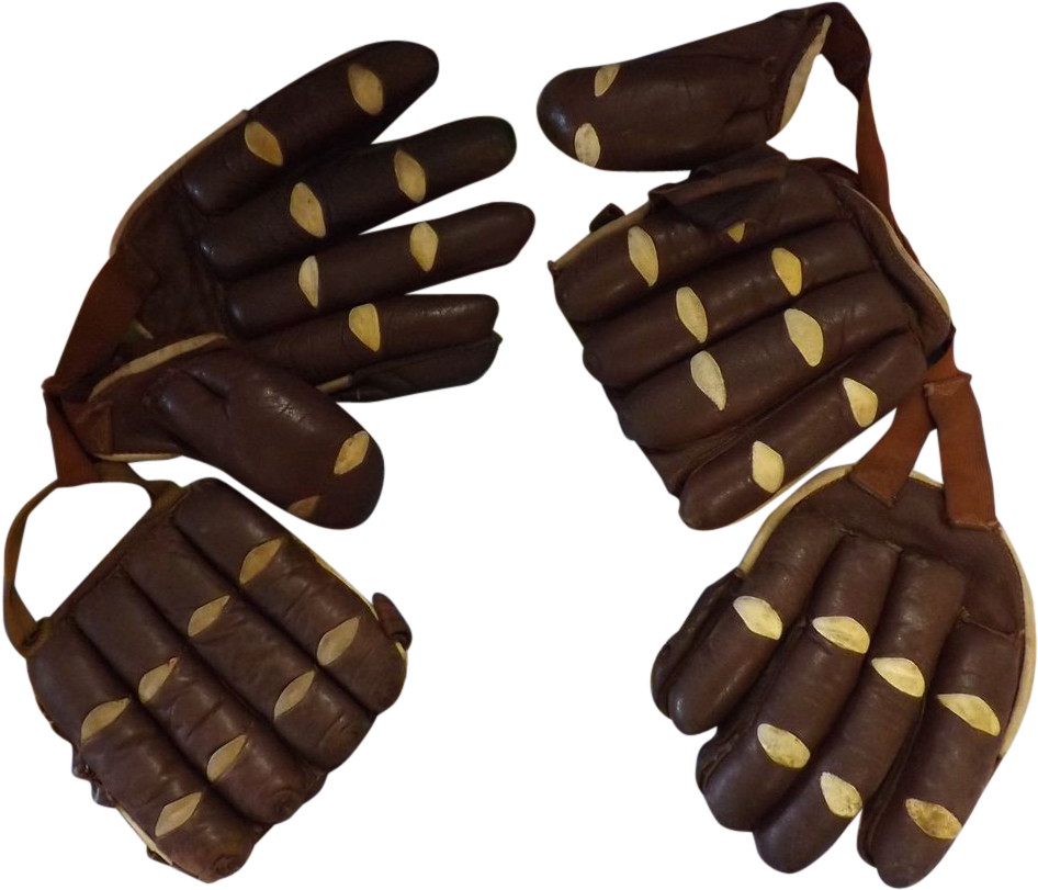 Cricket Batsman's Old Leather Gloves - Leather (945x945), Png Download