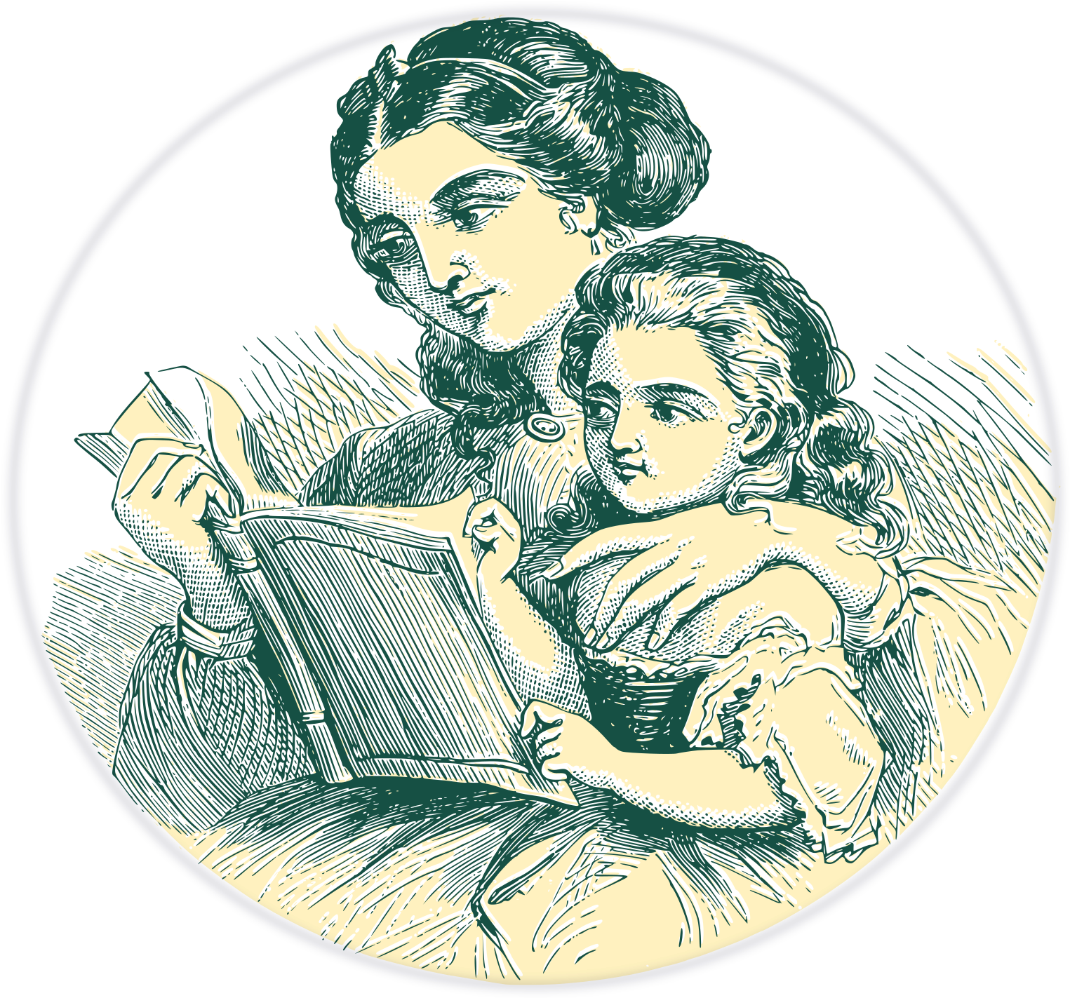 This Free Icons Png Design Of Mother Reading For Her - Mother Daughter Img Sketch (1697x2400), Png Download