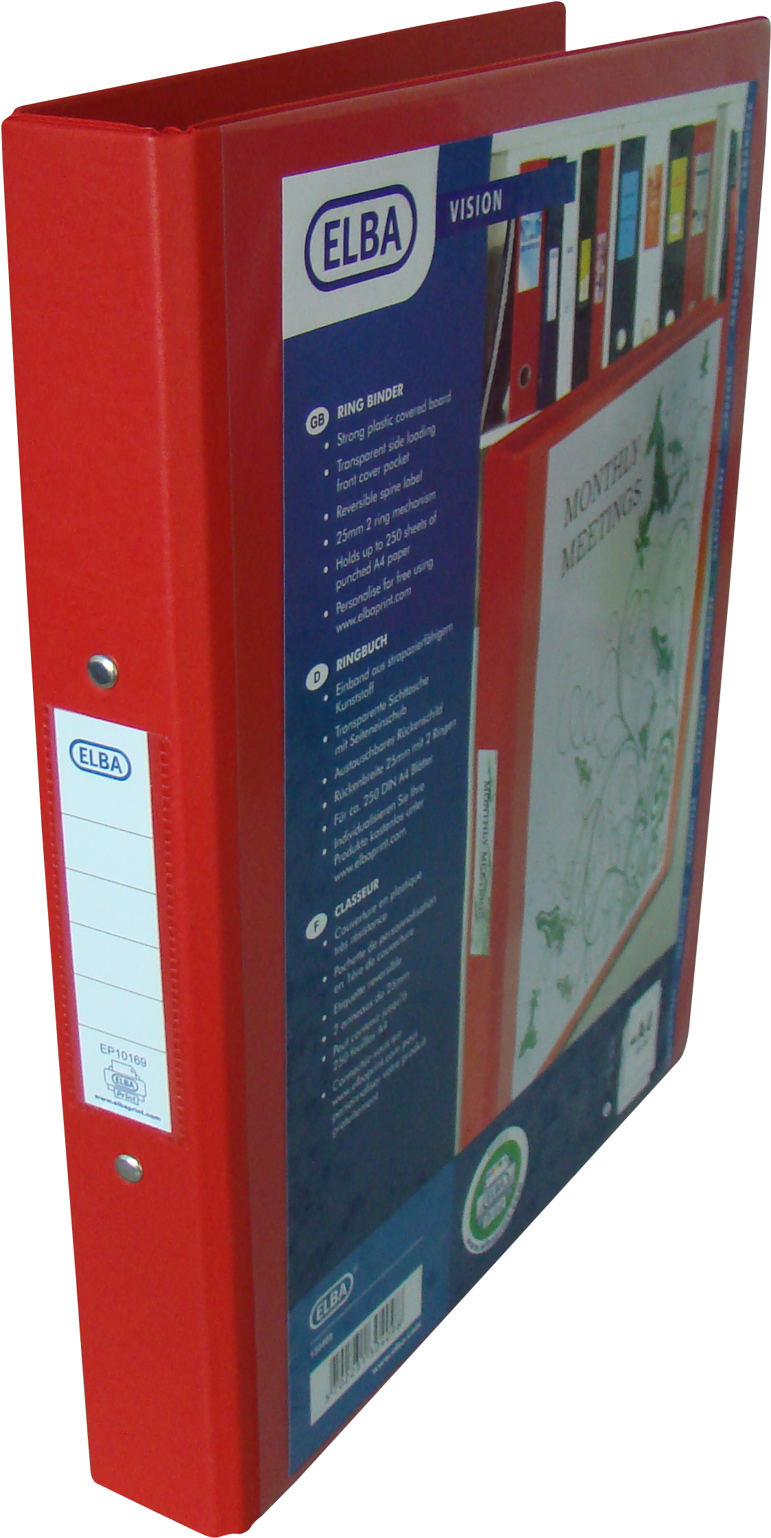 Elba Vision Ring Binder Pvc Clear Front Pocket 4 O-ring - Office Application Software (1464x2412), Png Download