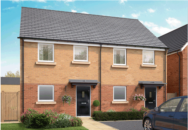 A Cgi Exterior Image Of The Avon - Semi-detached (1140x428), Png Download