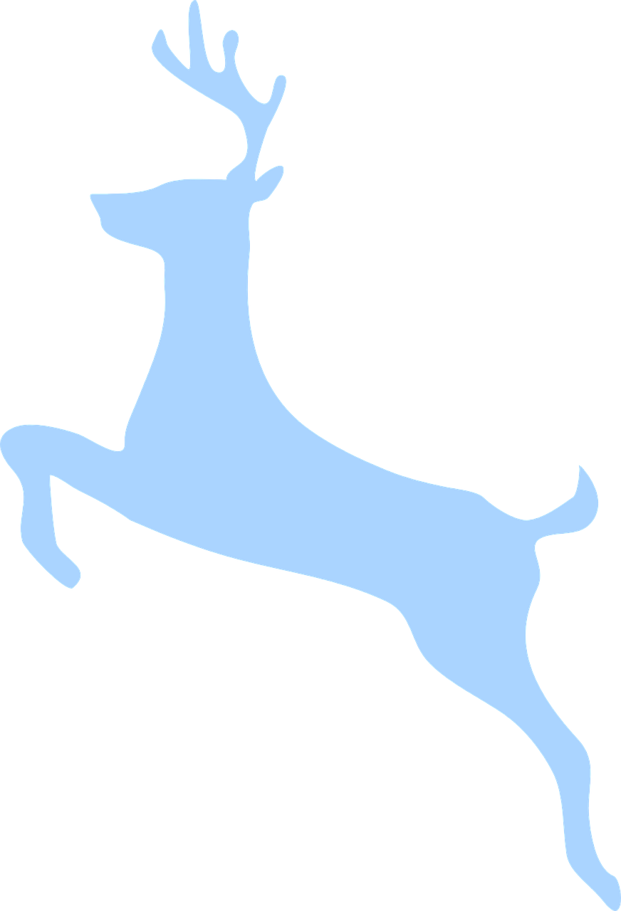 Deer Jumping Silhouette - Deer In Blue (872x1280), Png Download