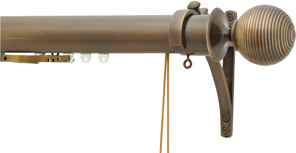 Antique Brass Corded Railway Curtain Pole With Ribbed - Antique Brass Curtain Pole (1024x768), Png Download