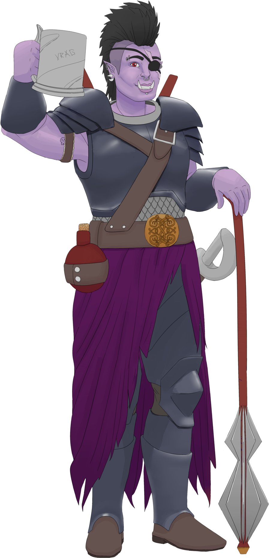 Tiefling Warlock Druid Orc Half Dragon Png Tiefling - Cartoon (921x1920), Png Download