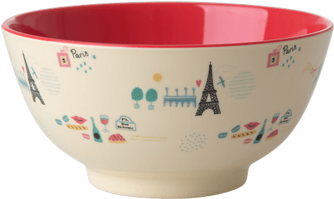 Rice,two-tone Bowl With Paris Print,coucou,kitchenware - Bowl (600x600), Png Download