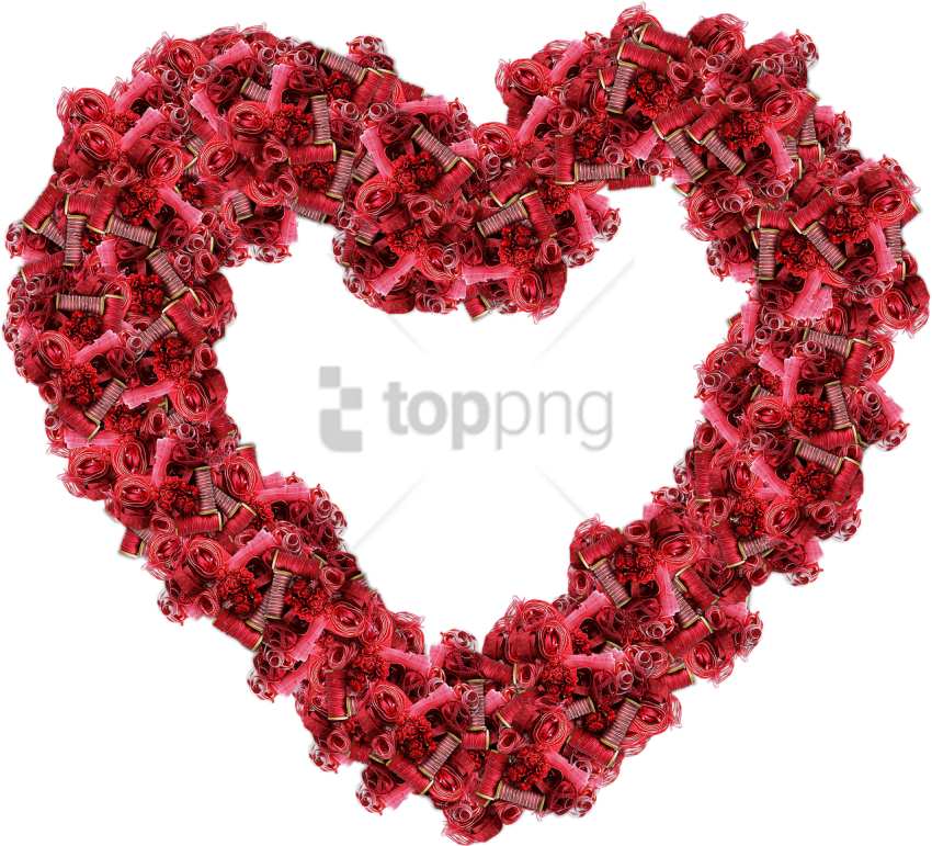 Free Png Download Heart Ribbon And Thread Red Png Images (850x771), Png Download
