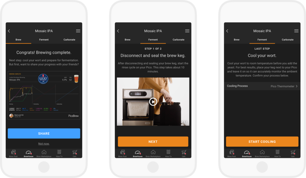 Picobrew App Dashboard Steps - Iphone (1000x583), Png Download
