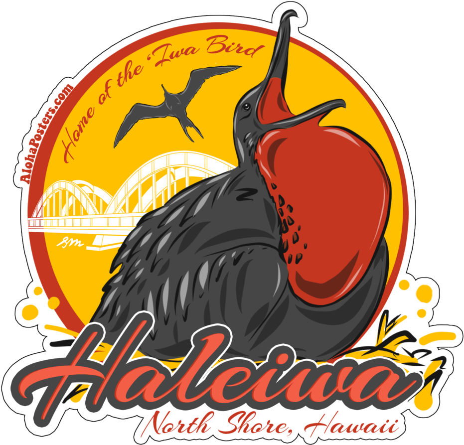 New Alohaposters Sticker Design “'haleiwa Home Of The - Illustration (1000x1000), Png Download