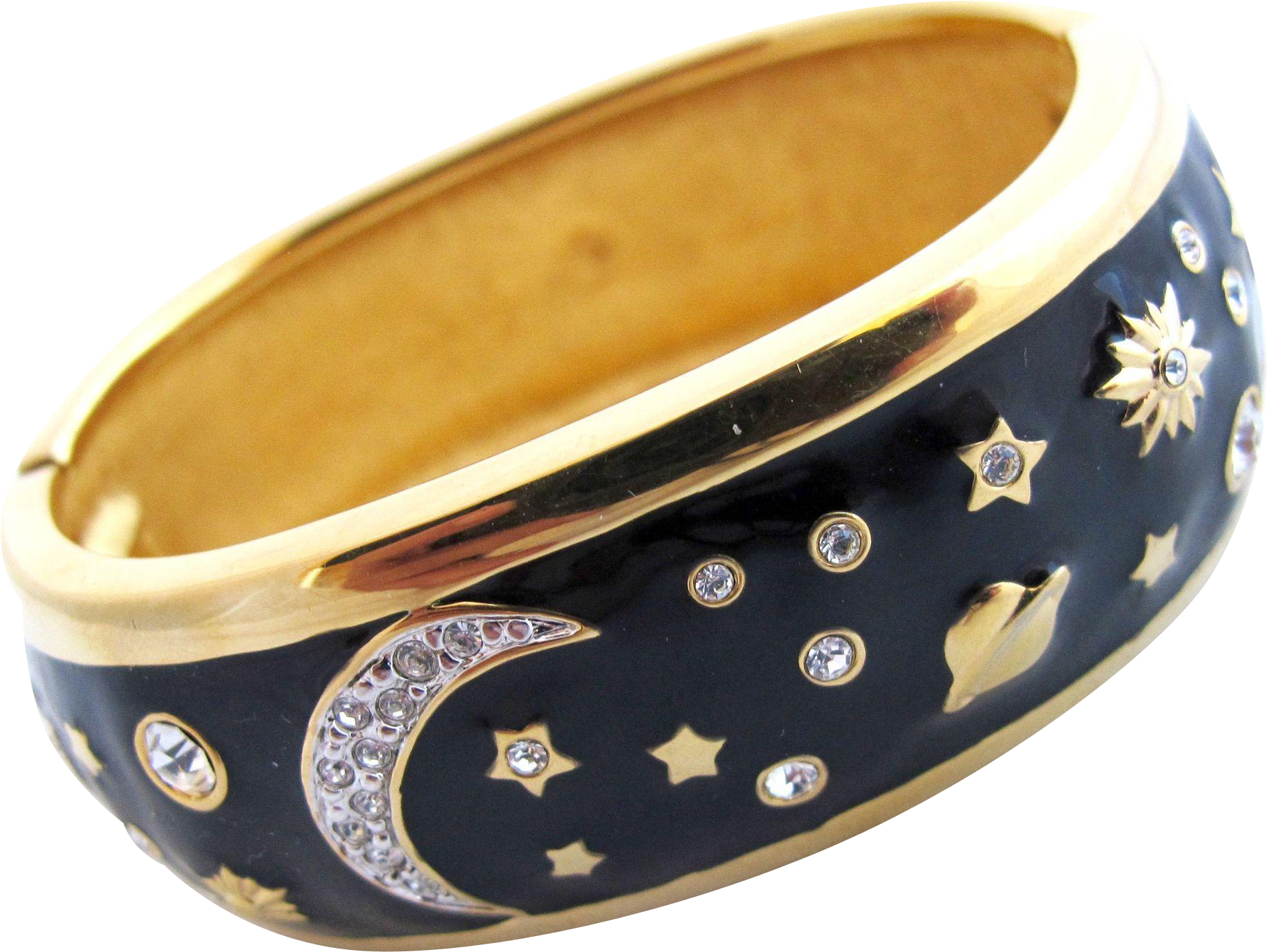 Vintage Swarovski Celestial Stars And Moon Clamper - Bangle (1832x1832), Png Download