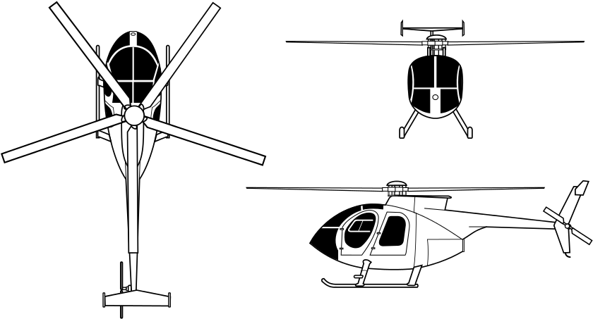 Model 500e - ‹ - Draw Uh Little Bird Helicopter (900x547), Png Download