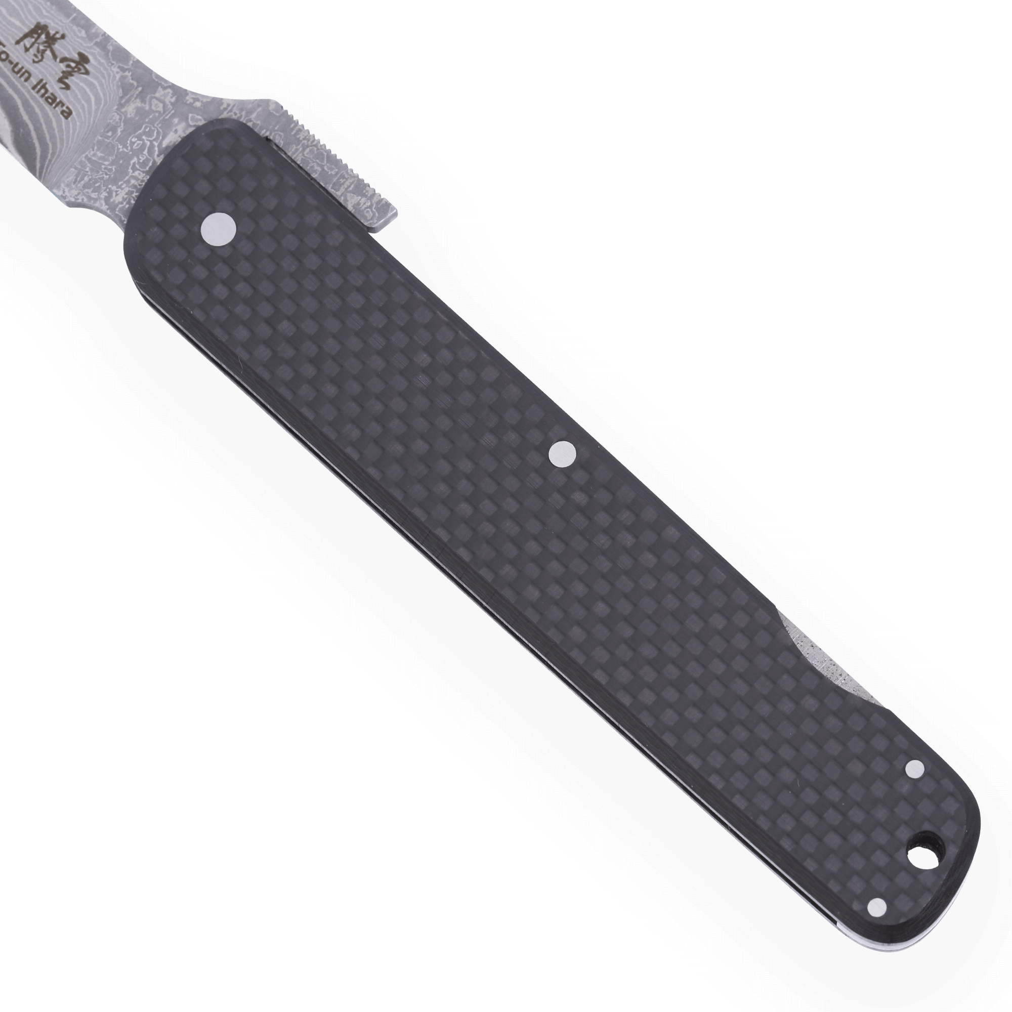 Folding Damascus Pocket Knife Carbon Fibre Handle (2000x2000), Png Download