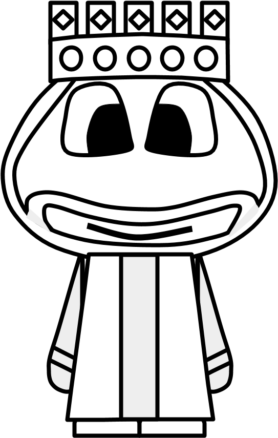 King, Crown, Big Eyes, Cartoon Person, Black And White, - Cartoon (816x1056), Png Download
