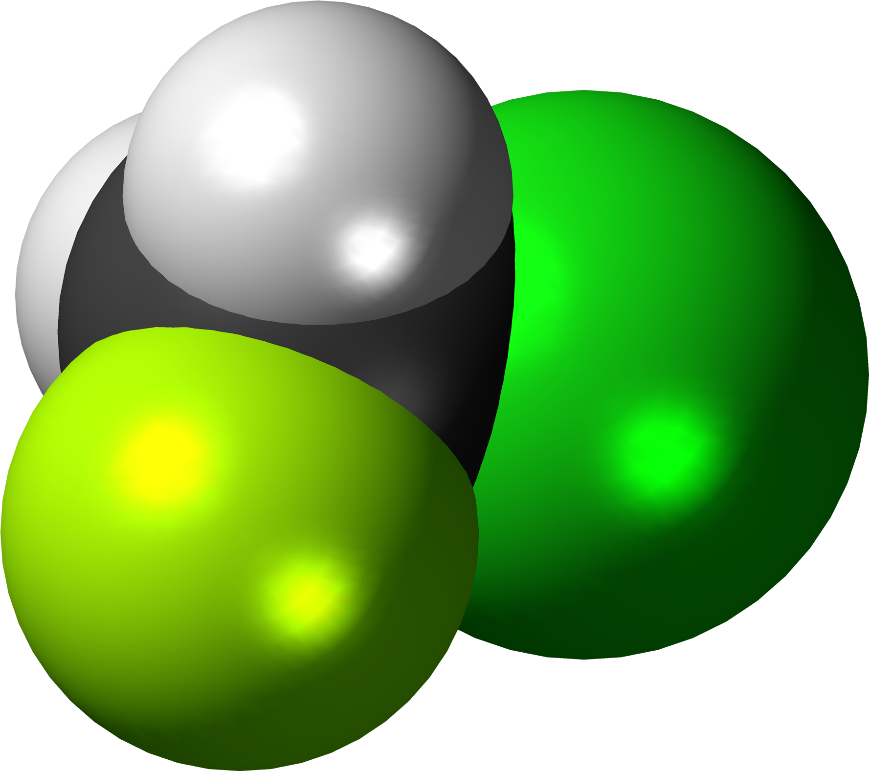 Chlorofluoromethane 3d Spacefill - Sphere (2000x1800), Png Download