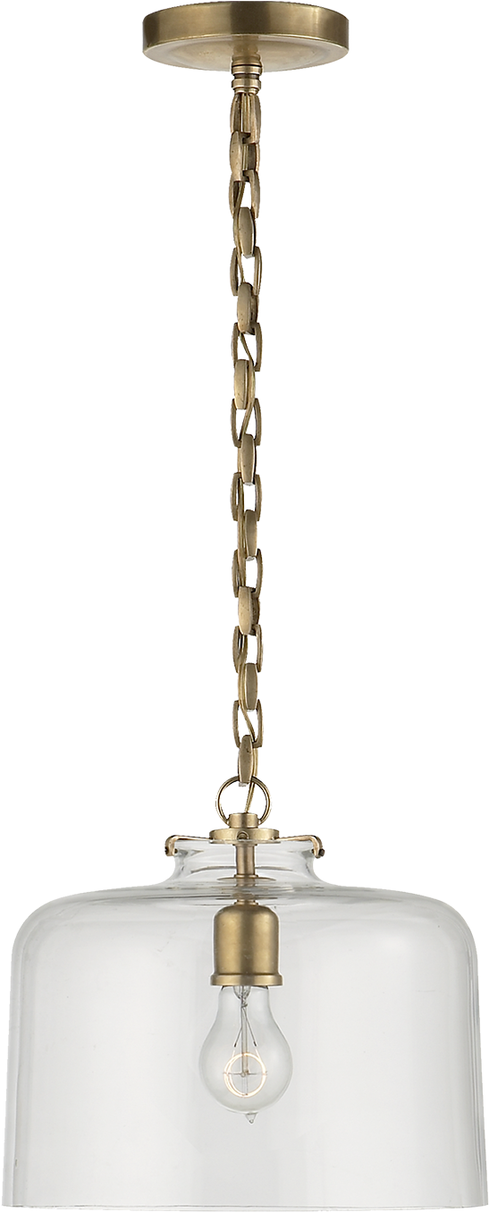 Katie Dome Pendant In Hand-rubbed Antique Brass With - Visual Comfort & Co. Thomas Obrien Katie 1 Light (1440x1440), Png Download